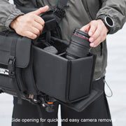 Cwatcun D115 Shoulder Crossbody Water-resistant Leather Film DSLR Camera Bag, Color: Black Large