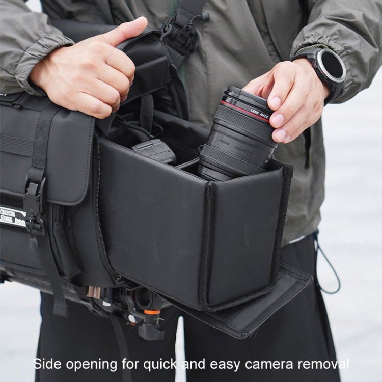 Cwatcun D115 Shoulder Crossbody Water-resistant Leather Film DSLR Camera Bag, Color: Black Medium