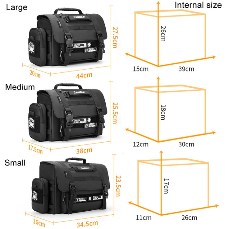 Cwatcun D115 Shoulder Crossbody Water-resistant Leather Film DSLR Camera Bag, Color: Black Large