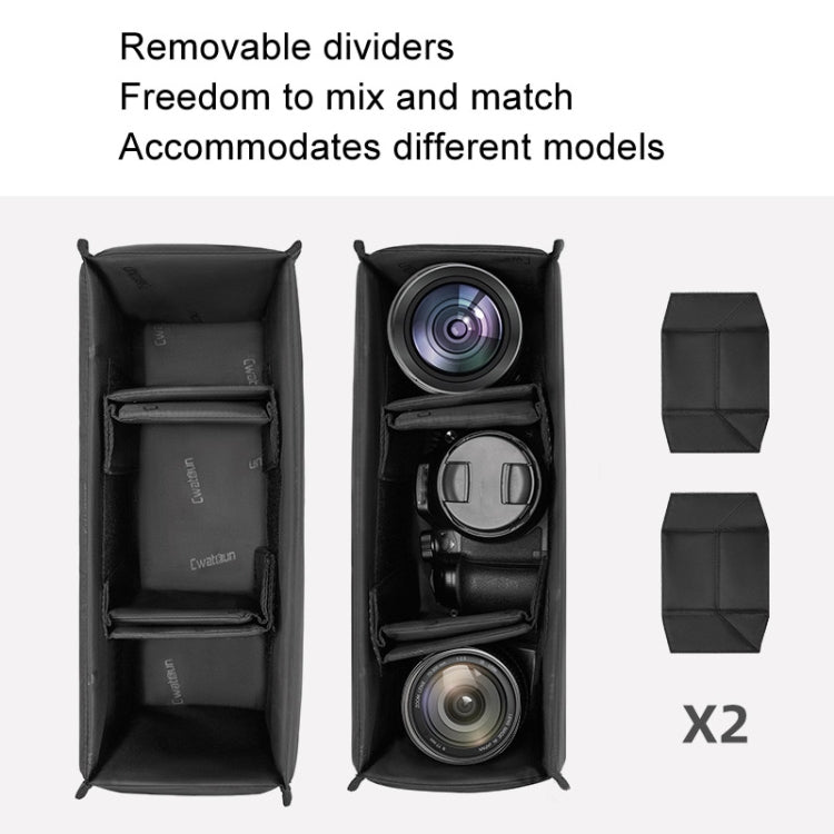 Cwatcun D115 Shoulder Crossbody Water-resistant Leather Film DSLR Camera Bag, Color: Black Medium