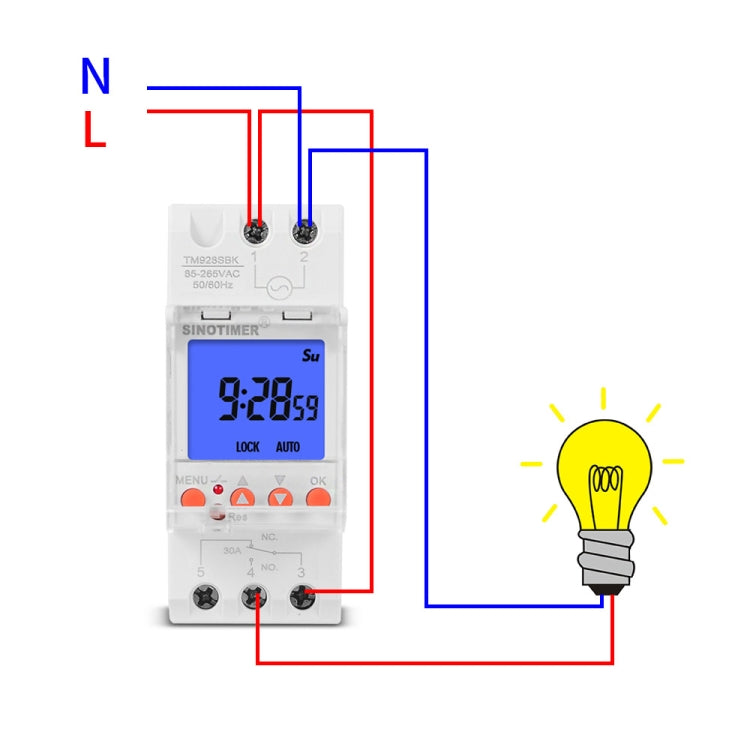 SINOTIMER TM928SBKL 85-265V 30A  1 Second to 168 Hours Programmable Electronic Time Switch