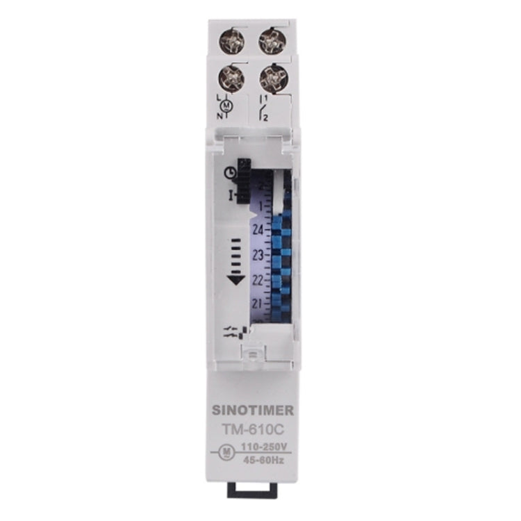 SINOTIMER  TM610C 110-250V 16A Quartz Mechanical Timer 24 Hours Programmable Din Rail Relay