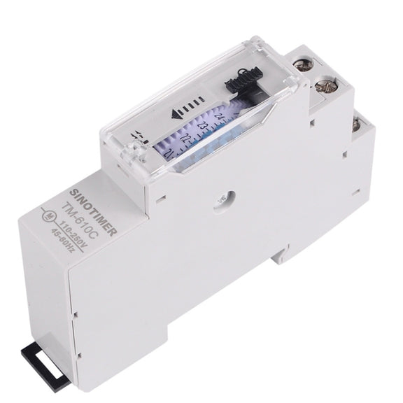 SINOTIMER  TM610C 110-250V 16A Quartz Mechanical Timer 24 Hours Programmable Din Rail Relay