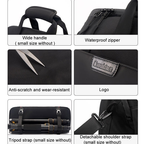 Cwatcun D109 Portable Casual Water-resistant Multi-Function Camera Storage Photography Bag, Color: Large Black