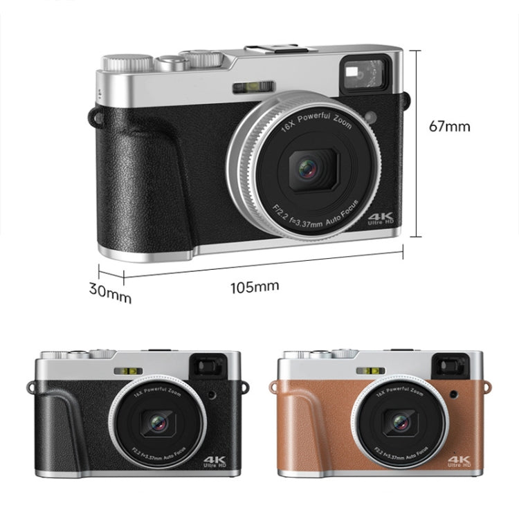DC202L 2.8-Inch 4K HD 16X Zoom Photography Digital Camera Home SLR Camera, Color: Brown EU Plug