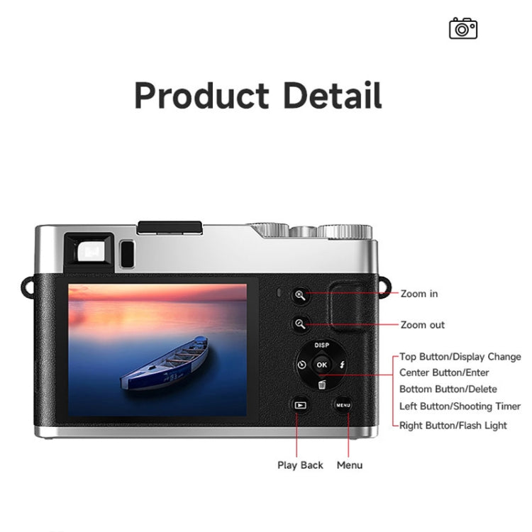 DC202L 2.8-Inch 4K HD 16X Zoom Photography Digital Camera Home SLR Camera, Color: Black US Plug