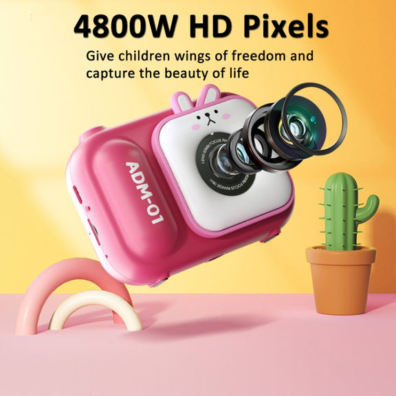 2.4 Inch IPS Screen 48MP Dual Lens Kids Digital Camera Mini Video Camera Without TF Card Pink Bunny