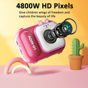 2.4 Inch IPS Screen 48MP Dual Lens Kids Digital Camera Mini Video Camera With 32G TF Card Pink Bunny
