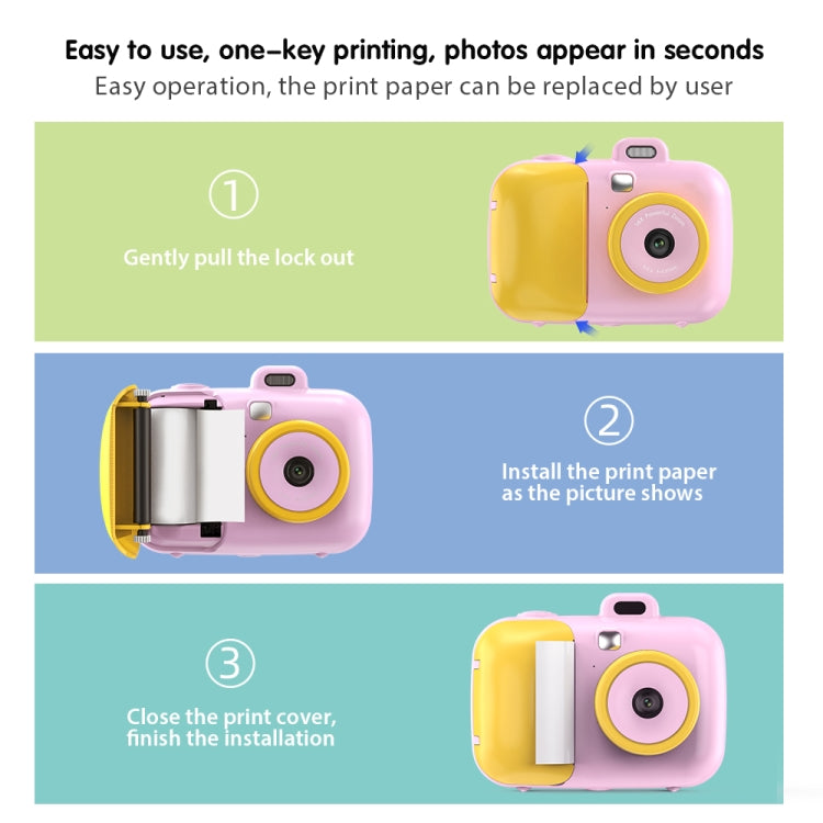 2.4-Inch Smart Digital Kids Thermal Printing Camera With Printing Paper, Color: 503J Pink Fixed Focus