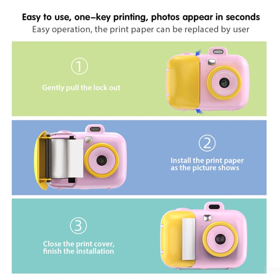 2.4-Inch Smart Digital Kids Thermal Printing Camera With Printing Paper, Color: 503J Pink Fixed Focus