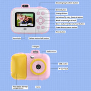 2.4-Inch Smart Digital Kids Thermal Printing Camera With Printing Paper, Color: 503J Pink Fixed Focus