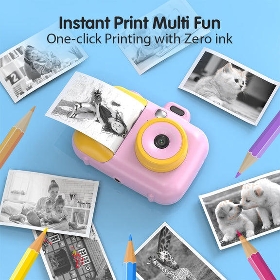 2.4-Inch Smart Digital Kids Thermal Printing Camera With Printing Paper, Color: 503AF Blue Focus