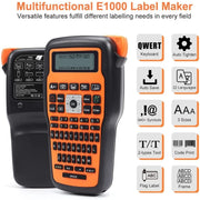 Phomemo E1000 Handheld Industrial Label Maker Thermal Transfer Printer with Keyboard, US Plug(Gray)