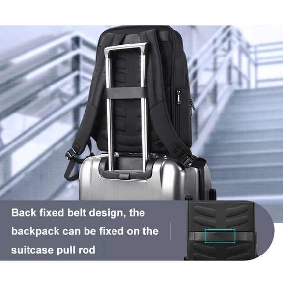 Bopai 61-51011 Large-Capacity Water-resistant Business Laptop Backpack With USB+Type-C Port(Black)