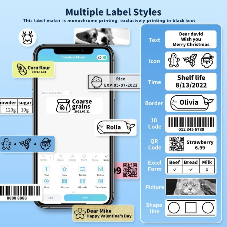 Phomemo D30 Thermal Label Printer Portable Bluetooth Mini Label Maker Machine With 5 Rolls Paper Green
