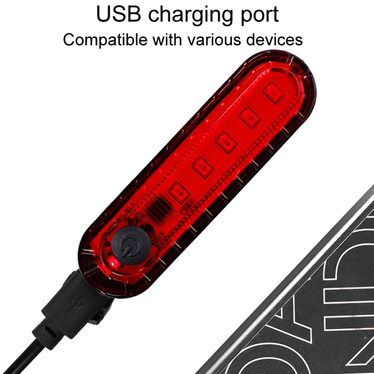 Mountain Bike Night Riding Warning Lamp Bicycle USB Charging Tail Light(Red)