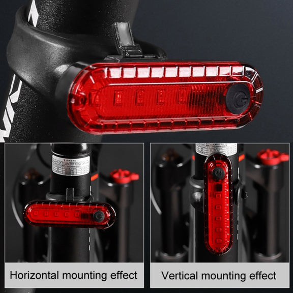 Mountain Bike Night Riding Warning Lamp Bicycle USB Charging Tail Light(Red)