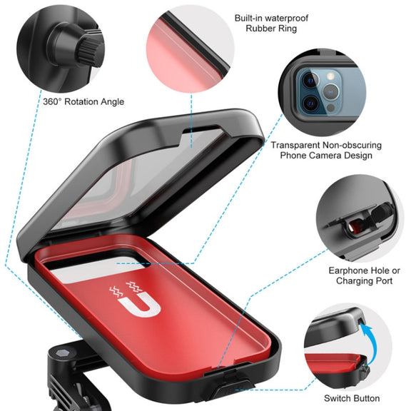 Water-resistant Motorcycle Bicycle Cell Phone Holder 360 Rotating Riding Navigation Holder, Model: Handlebar Stand