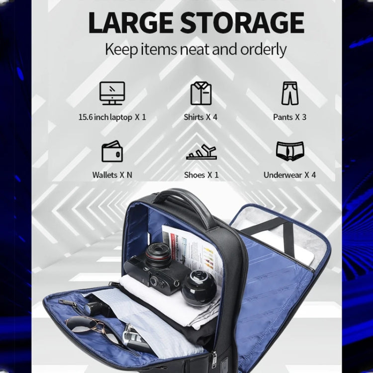 Bopai 61-53111 Large-capacity Water-resistant Business Laptop Backpack With USB+Type-C Port(Black)