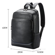 Bopai 61-121671A Top-Layer Cowhide Large-Capacity Casual Business Laptop Backpack(Black)