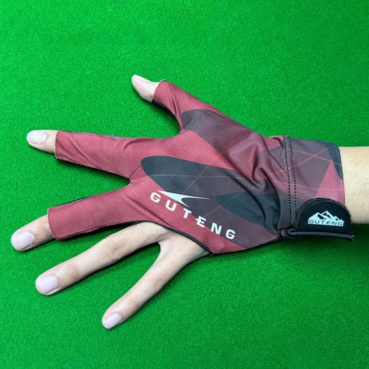 GUTENG Three Finger Thin Breathable Wear-Resistant Non-Slip Snooker Billiard Gloves, Style: Left Hand Half Finger (Printed Black)