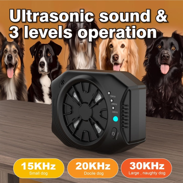 Ultrasonic Anti Dog Bark Device 3 Adjustable Levels Water-resistant Bark Silencer(Black)