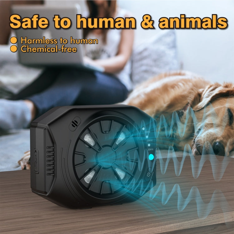 Ultrasonic Anti Dog Bark Device 3 Adjustable Levels Water-resistant Bark Silencer(Black)