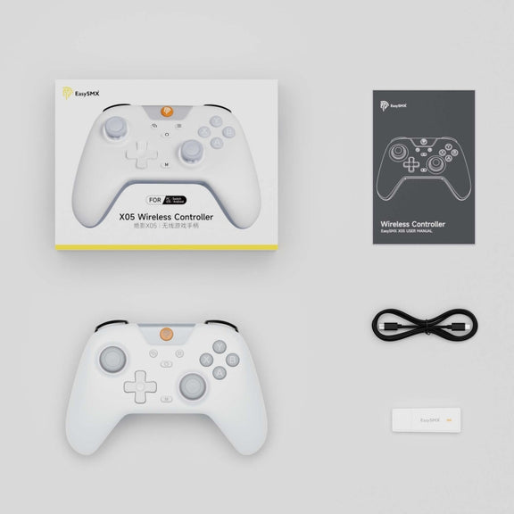 EasySMX X05 Wireless Gamepad Hall RGB Effect Controller For PC / Phone / Switch / Steam Deck(White)