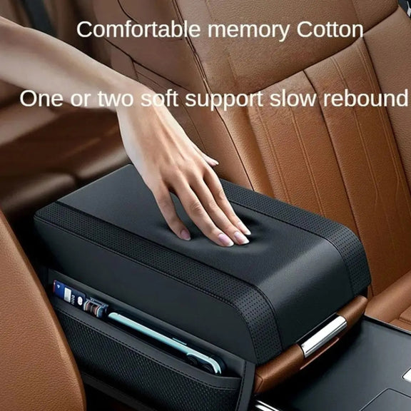 Car Armrest Box Heightening Pad Memory Foam Elbow Support(Dark Brown)