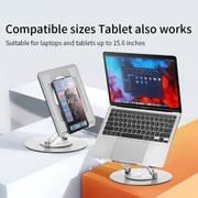 Aluminum Alloy Laptop Stand Notebook Riser with 360 Degree Rotating Base,(Silver)