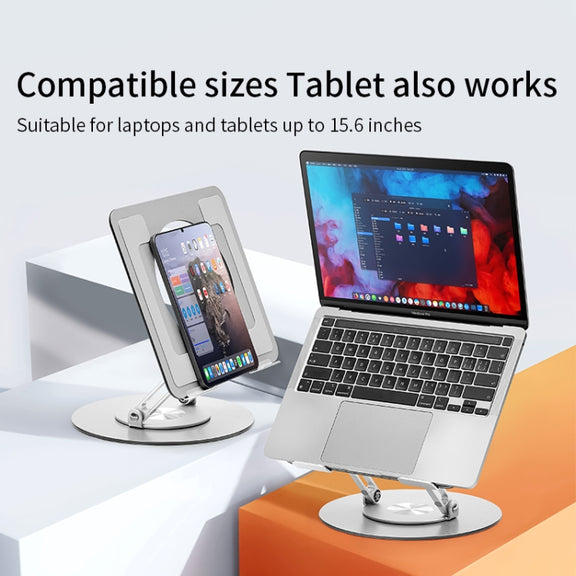 Aluminum Alloy Laptop Stand Notebook Riser with 360 Degree Rotating Base,(Silver)