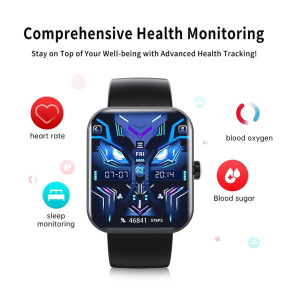 F16 2.0-inch IP67 Water-resistant Wellness Tracking Bluetooth Call Smart Watch(Black)