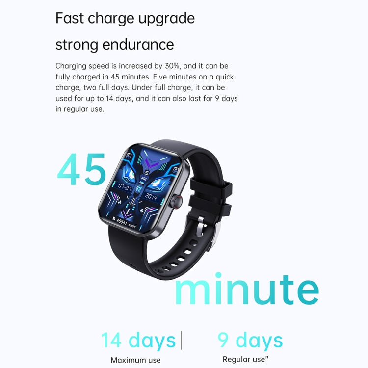 F16 2.0-inch IP67 Water-resistant Wellness Tracking Bluetooth Call Smart Watch(Black)