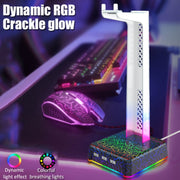 Z3 Cracked With 3USB Expansion Port Headphone Stand RGB Ambient Light Headphone Display Holder(White)