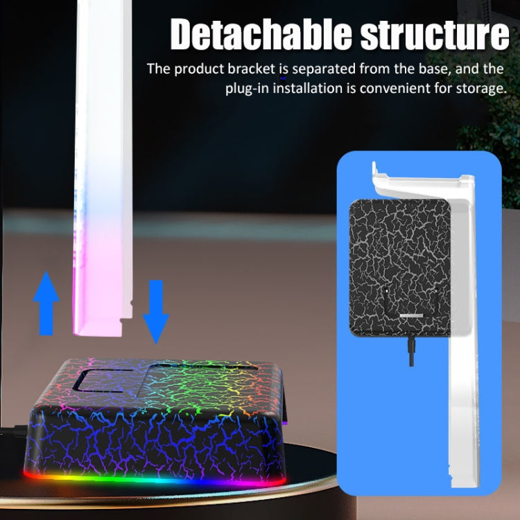 Z3 Cracked With 3USB Expansion Port Headphone Stand RGB Ambient Light Headphone Display Holder(White)