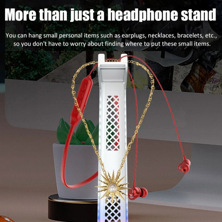 Z3 Cracked With 3USB Expansion Port Headphone Stand RGB Ambient Light Headphone Display Holder(White)