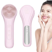 Sonic Water-resistant Facial Cleansing Brush Rechargeable Hot Compress Face Scrubber Cleanser(Purple)