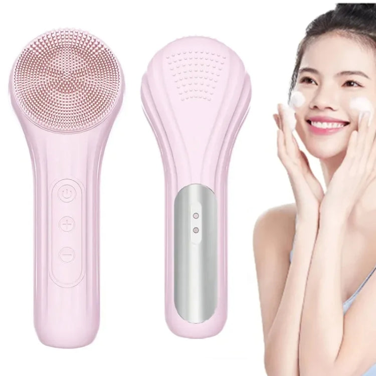 Sonic Water-resistant Facial Cleansing Brush Rechargeable Hot Compress Face Scrubber Cleanser(Pink)