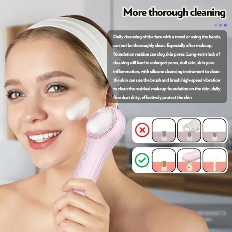 Sonic Water-resistant Facial Cleansing Brush Rechargeable Hot Compress Face Scrubber Cleanser(Purple)