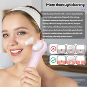 Sonic Water-resistant Facial Cleansing Brush Rechargeable Hot Compress Face Scrubber Cleanser(Pink)