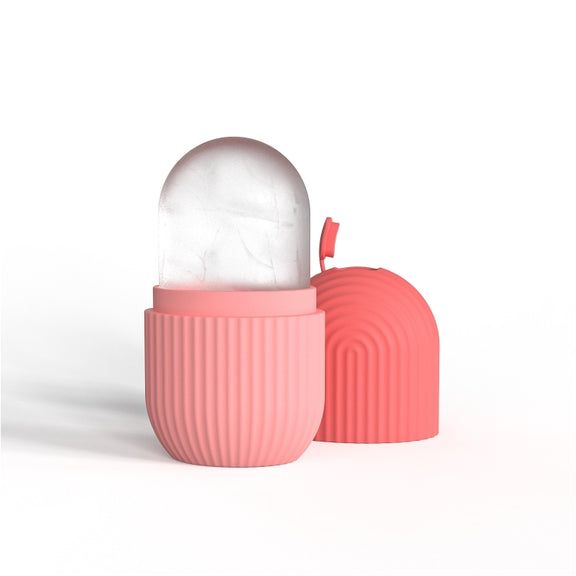 Silicone Wave Pattern Ice Compartment Mould Facial Beauty Massage Pore Shrinking Ice Cube Mold(Pink)