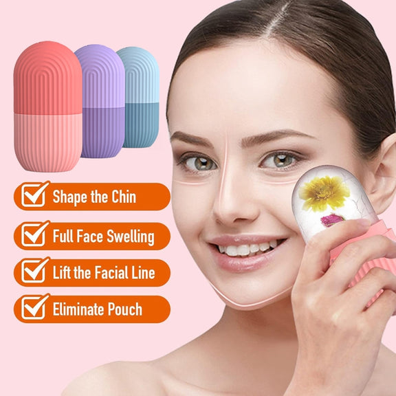 Silicone Wave Pattern Ice Compartment Mould Facial Beauty Massage Pore Shrinking Ice Cube Mold(Green)