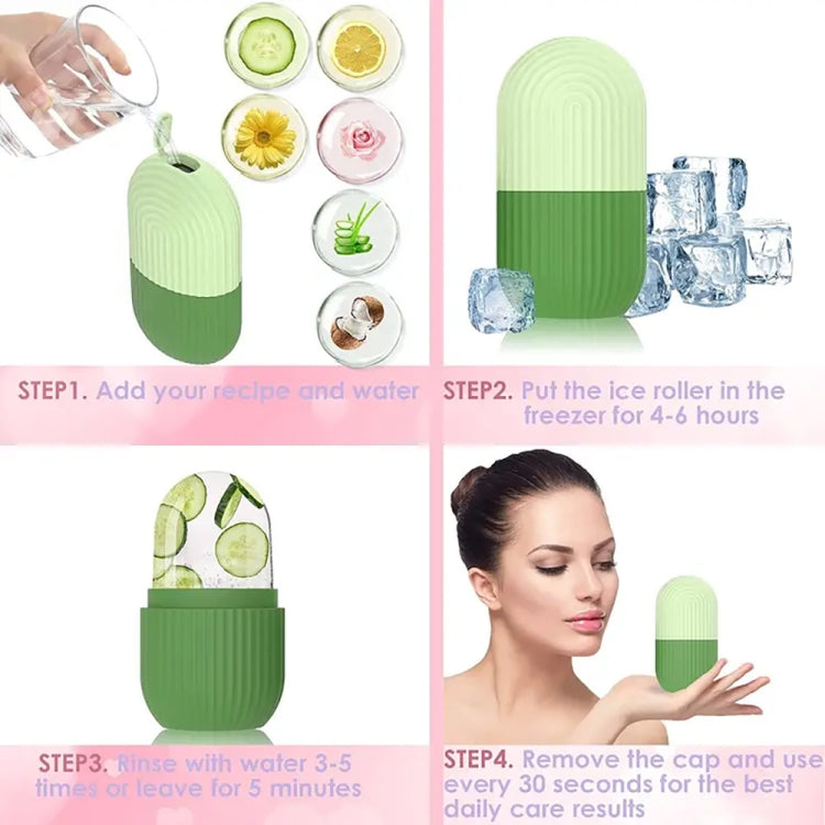 Silicone Wave Pattern Ice Compartment Mould Facial Beauty Massage Pore Shrinking Ice Cube Mold(Green)