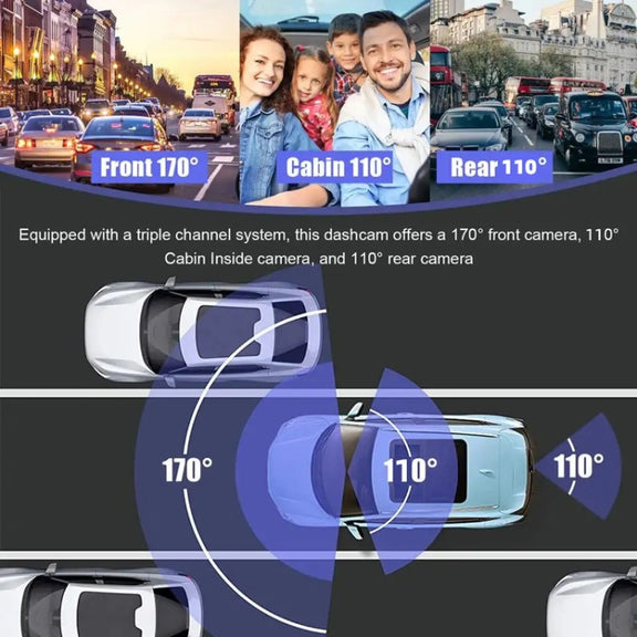 3 Lens HD 1080P Infrared Night Vision WIFI Mobile Phone Playback Driving Recorder