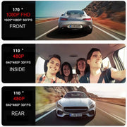 3 Lens HD 1080P Infrared Night Vision WIFI Mobile Phone Playback Driving Recorder