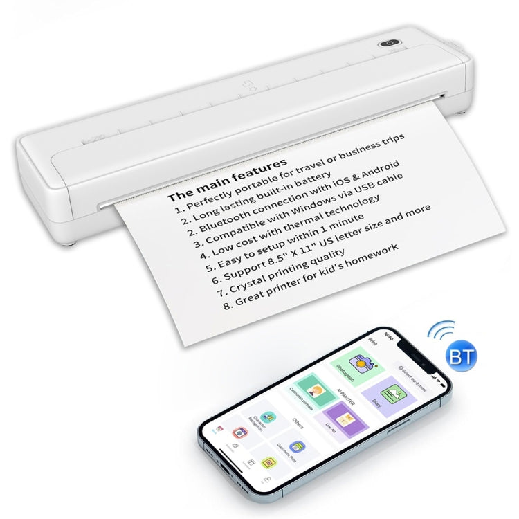 A4-XZ 203DPI A4 Home Portable Smart Wireless Inkless Thermal Printer(Black)