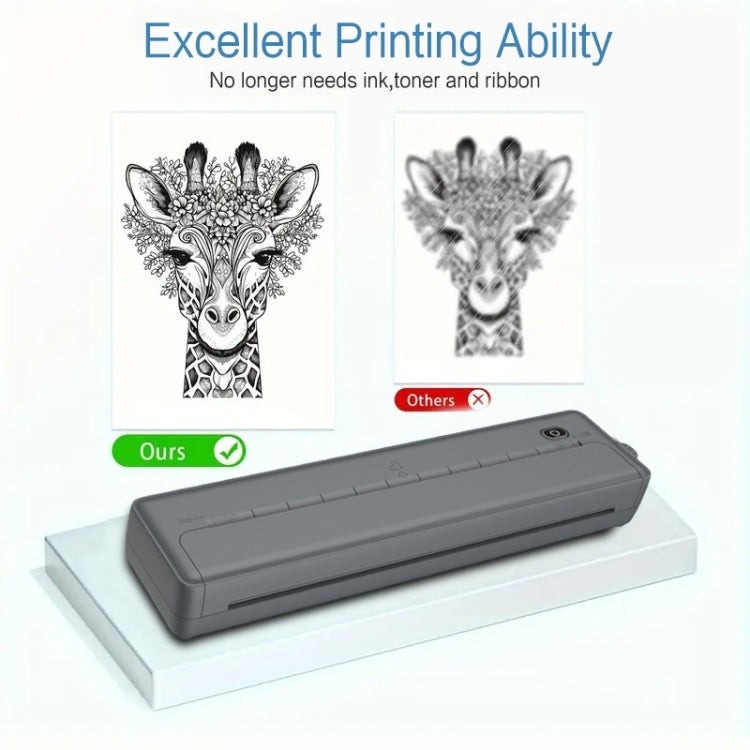 A4-XZ 203DPI A4 Home Portable Smart Wireless Inkless Thermal Printer(Black)