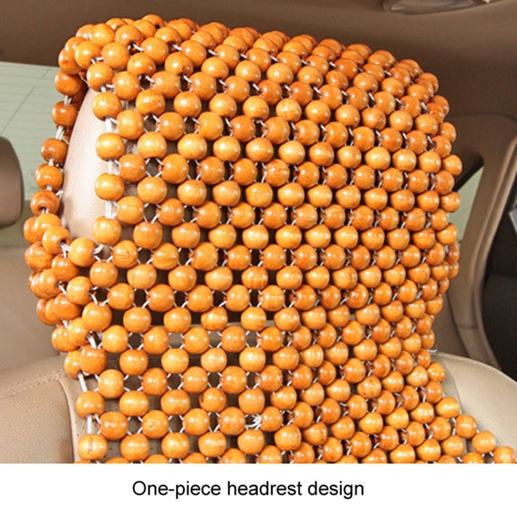 Car Wood Beaded Cushion Universal Car Seat Cover Summer Interior Supply(Beige)
