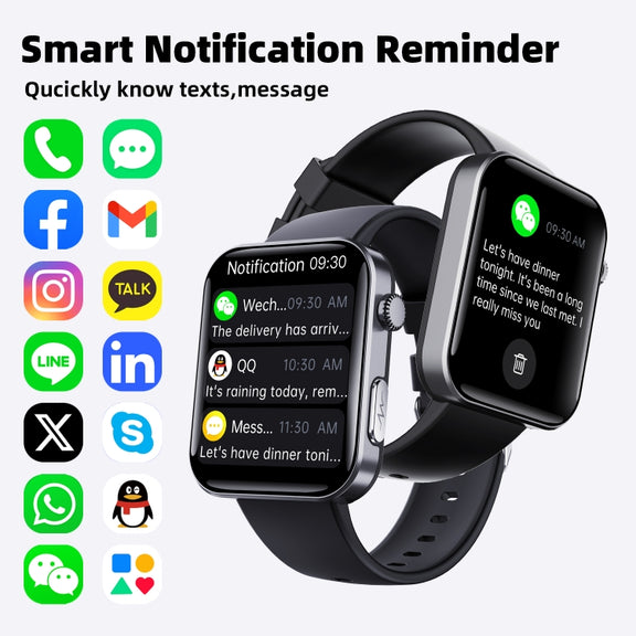 F300  2.1-Inch Screen Smart Watch Supports Bluetooth Calls/ECG/Blood Composition Analysis/50+ Sports Modes, Color: Black Silicone
