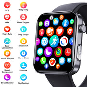 F300  2.1-Inch Screen Smart Watch Supports Bluetooth Calls/ECG/Blood Composition Analysis/50+ Sports Modes, Color: Black Silicone